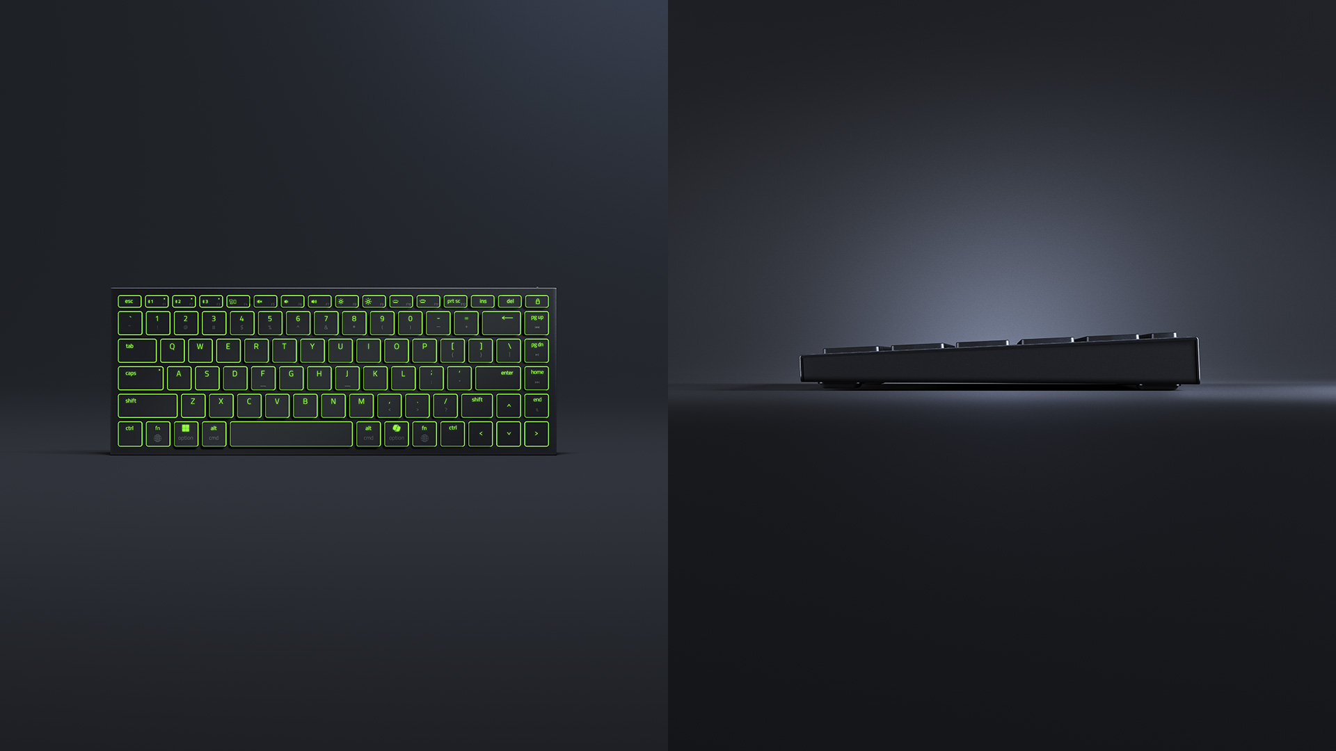 Vista combinada del Razer Joro, frontal y lateral