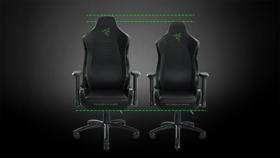 Comparativa de dimensiones en altura de las sillas Razer Iskur V2 y V2 X