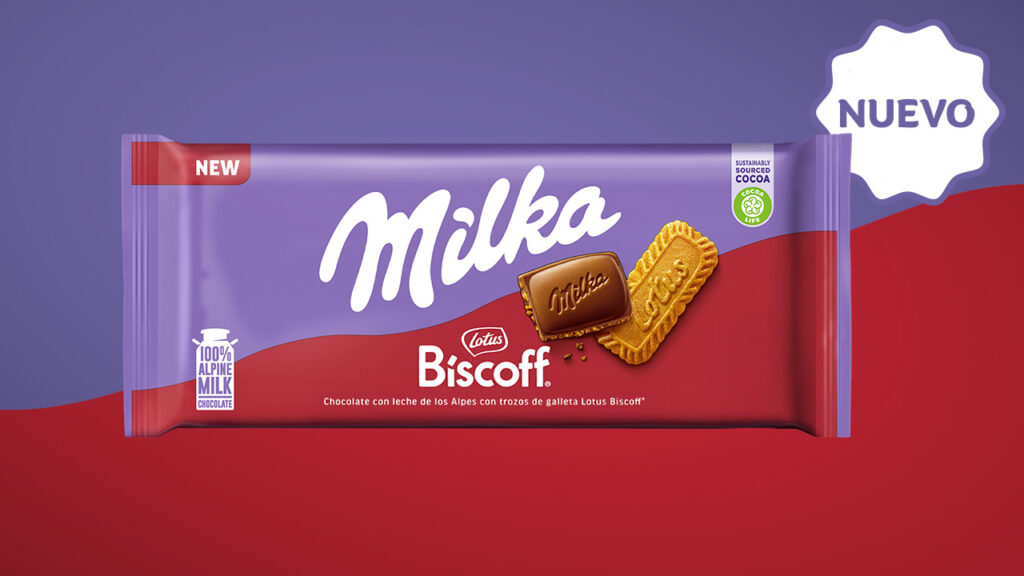 Tableta de chocolate Milka con galleta Biscoff o Lotus