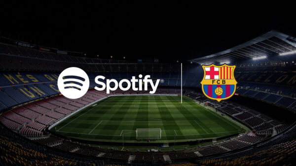 Imagen promocional del acuerdo de patrocinio entre Spotify y el FCB Barcelona