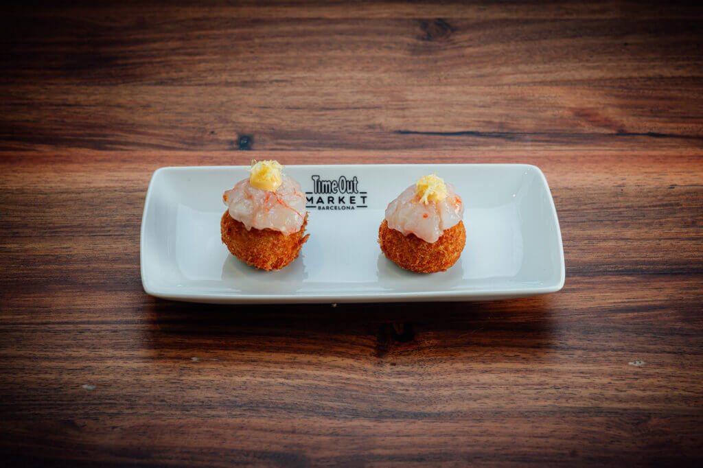 Croquetas de gambas con mayonesa de sus cabezas. Propuesta de Jordi Artal para el Time Out Market.