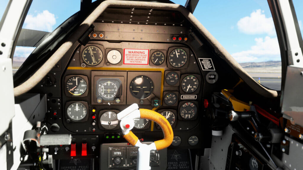 Vista de un control de un avión en el Flight Simulator 2024