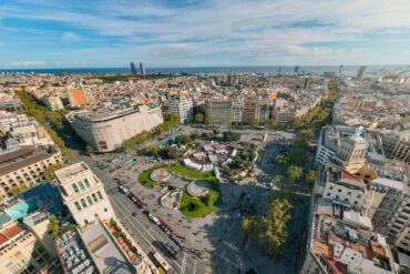 Vista aérea del Mercats de Mercat en la plaza de Cataluña