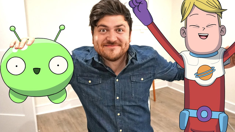 Olan Rogers con sus personajes de Final Space