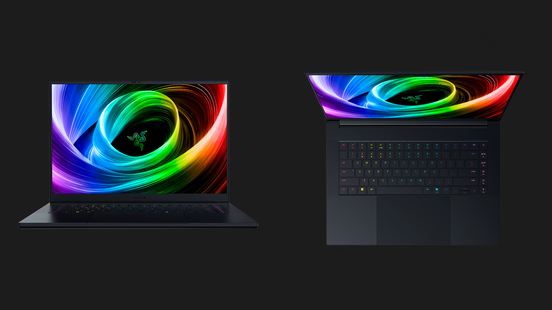 Vista frontal y superior del Razer Blade 16