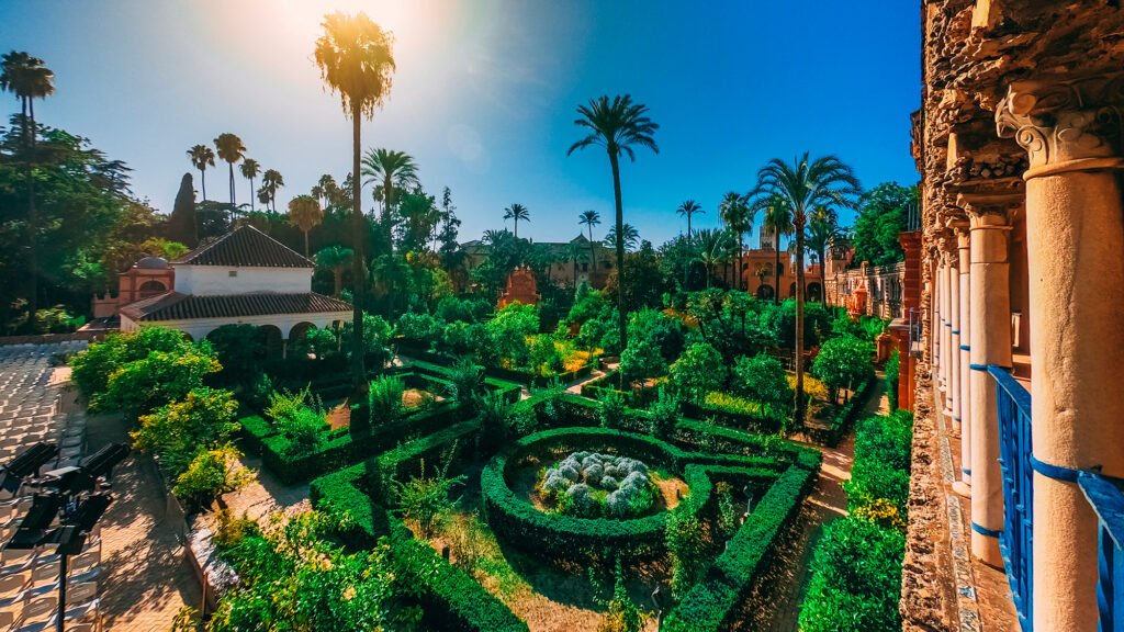 Vista de los jardines del Alcázar de Sevilla