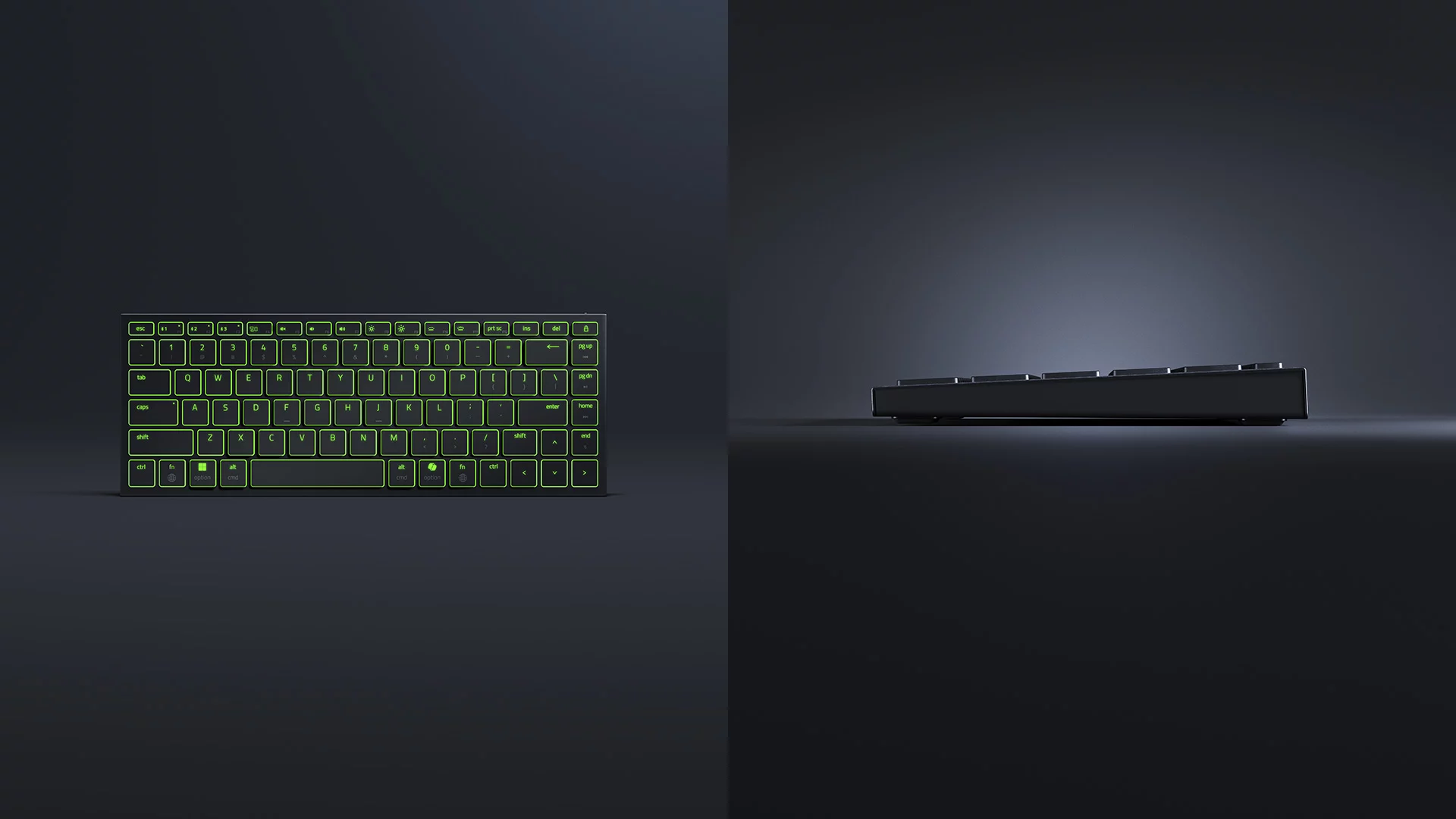 Vista combinada del Razer Joro, frontal y lateral