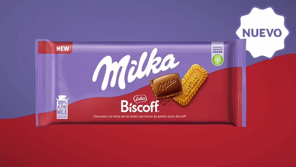 Tableta de chocolate Milka con galleta Biscoff o Lotus