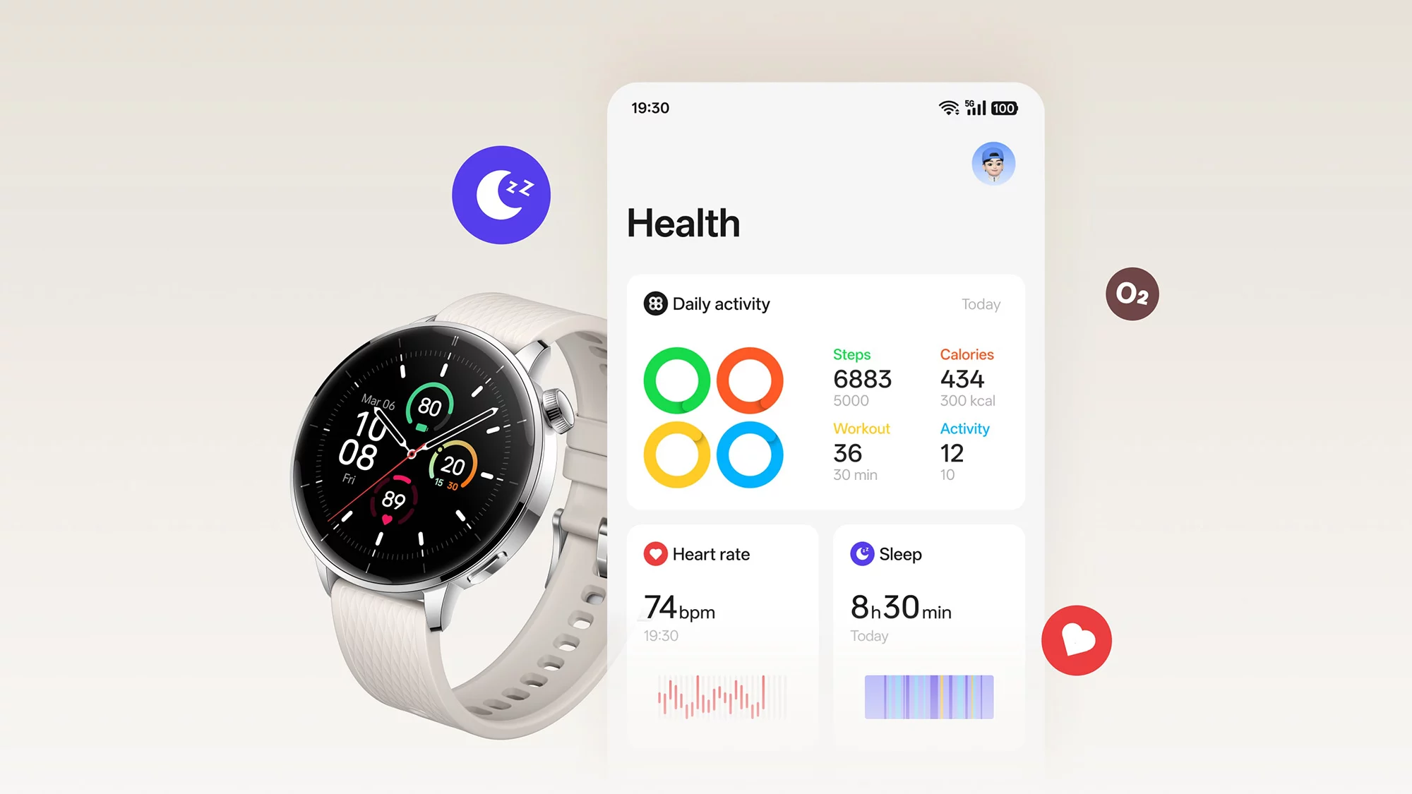 Las métricas se ven mejor en la app OHealth de OnePlus