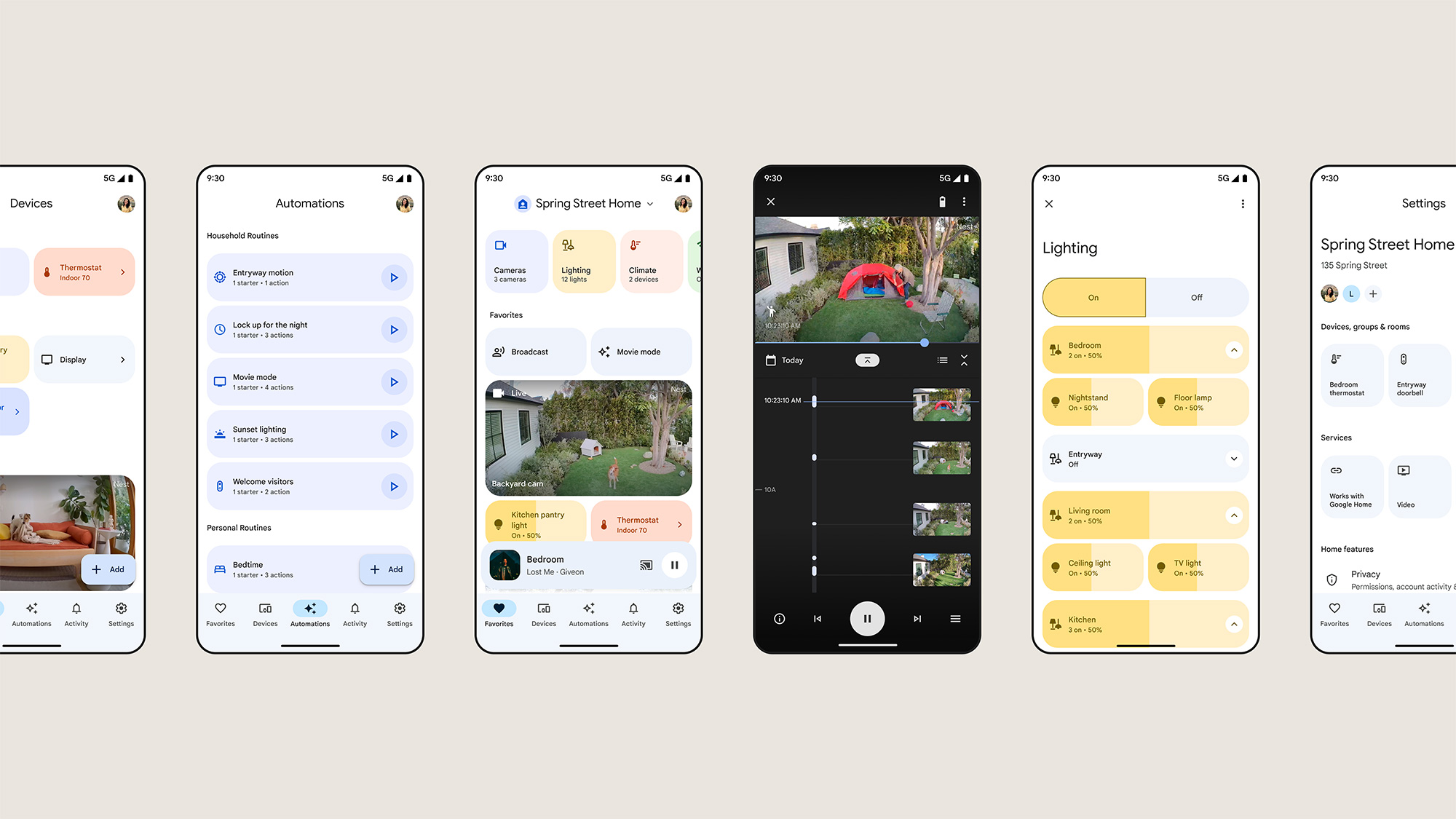 Vista de la app home de Google