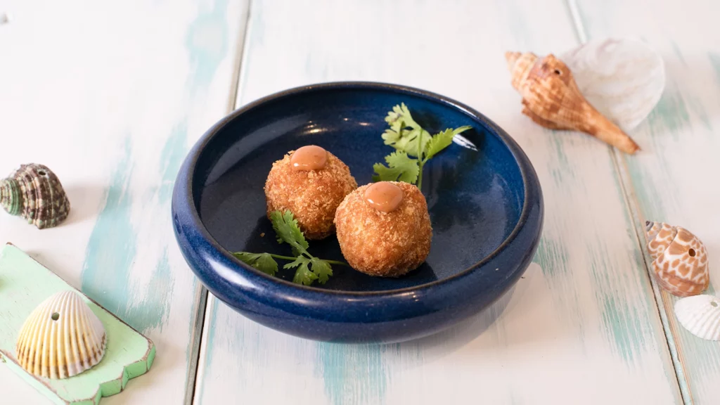 Croquetas de gamba roja de Vilanova, La Cava