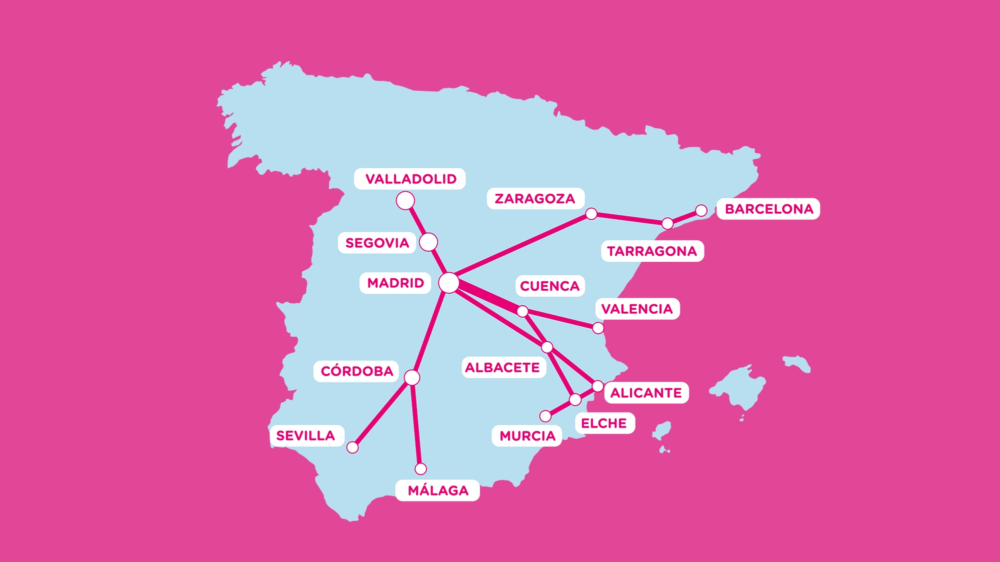 Así queda el mapa de conexiones disponibles de OUIGO en la península ibérica