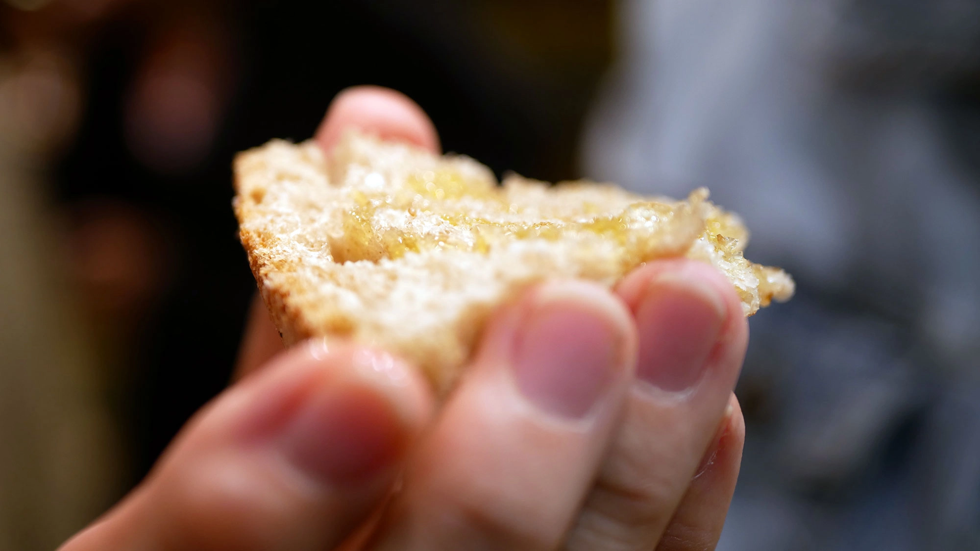 Una degustación de aceite servido en pan de coca