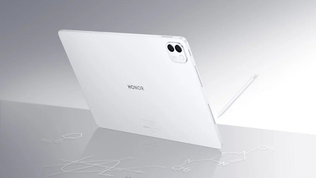Vista tarsera del HONOR MagicPad4 color blanco