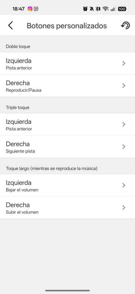 Controles táctiles personalizables