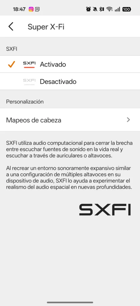 Mapeo de sonido SXFI