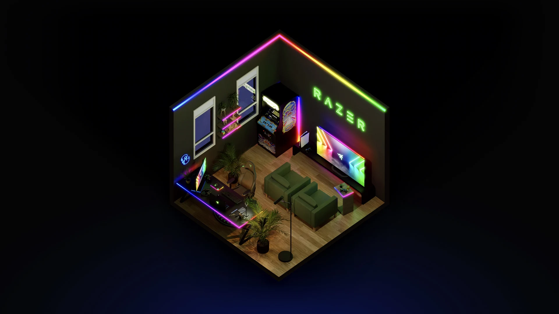 Fondo de pantalla Chroma Lair V3 del Axon Wallpaper Engine