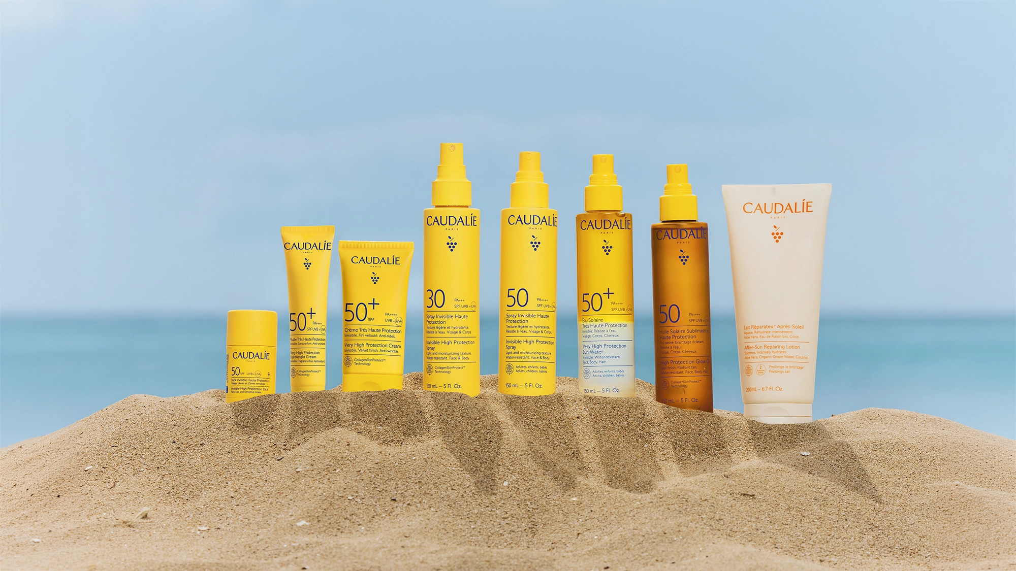 Coleección completa de los protectores solares de Caudalie