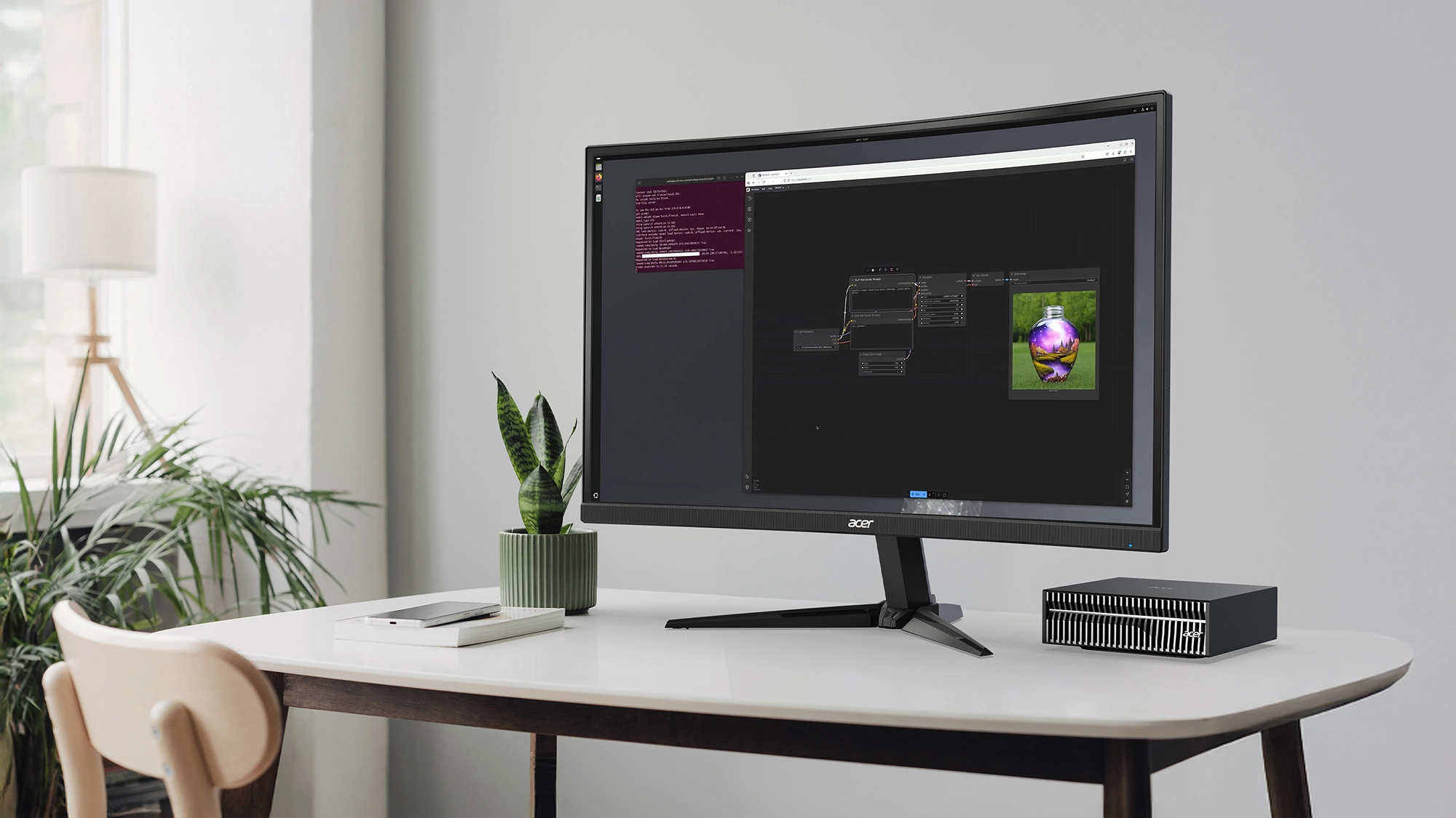 Imagen de un setup de trabajo con Acer Veriton GN100