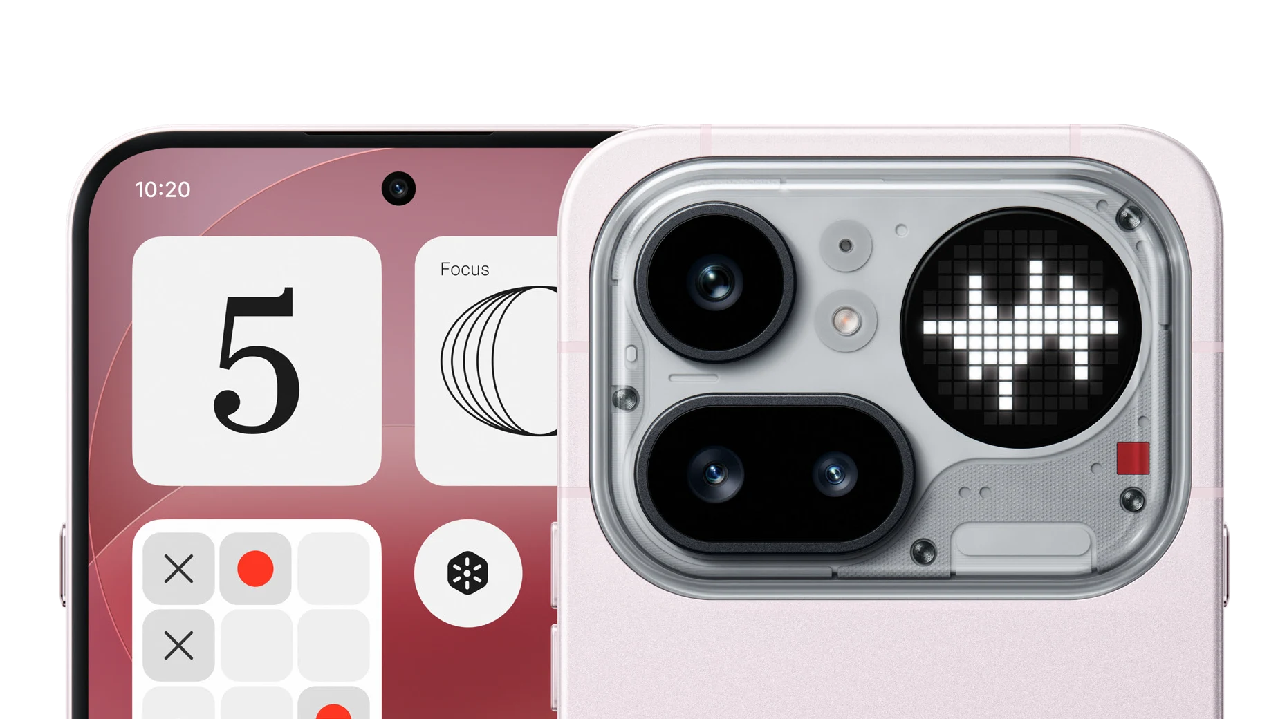 Vista del detalle superior del Nothing Phone (4a) Pro tanto de la cámara trasera como la frontal