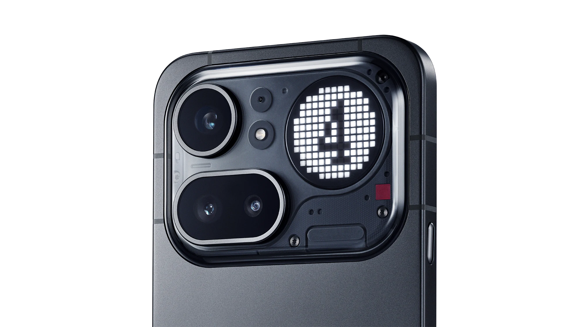 Vista del panel de cámaras con display del Nothing Phone (4a) Pro