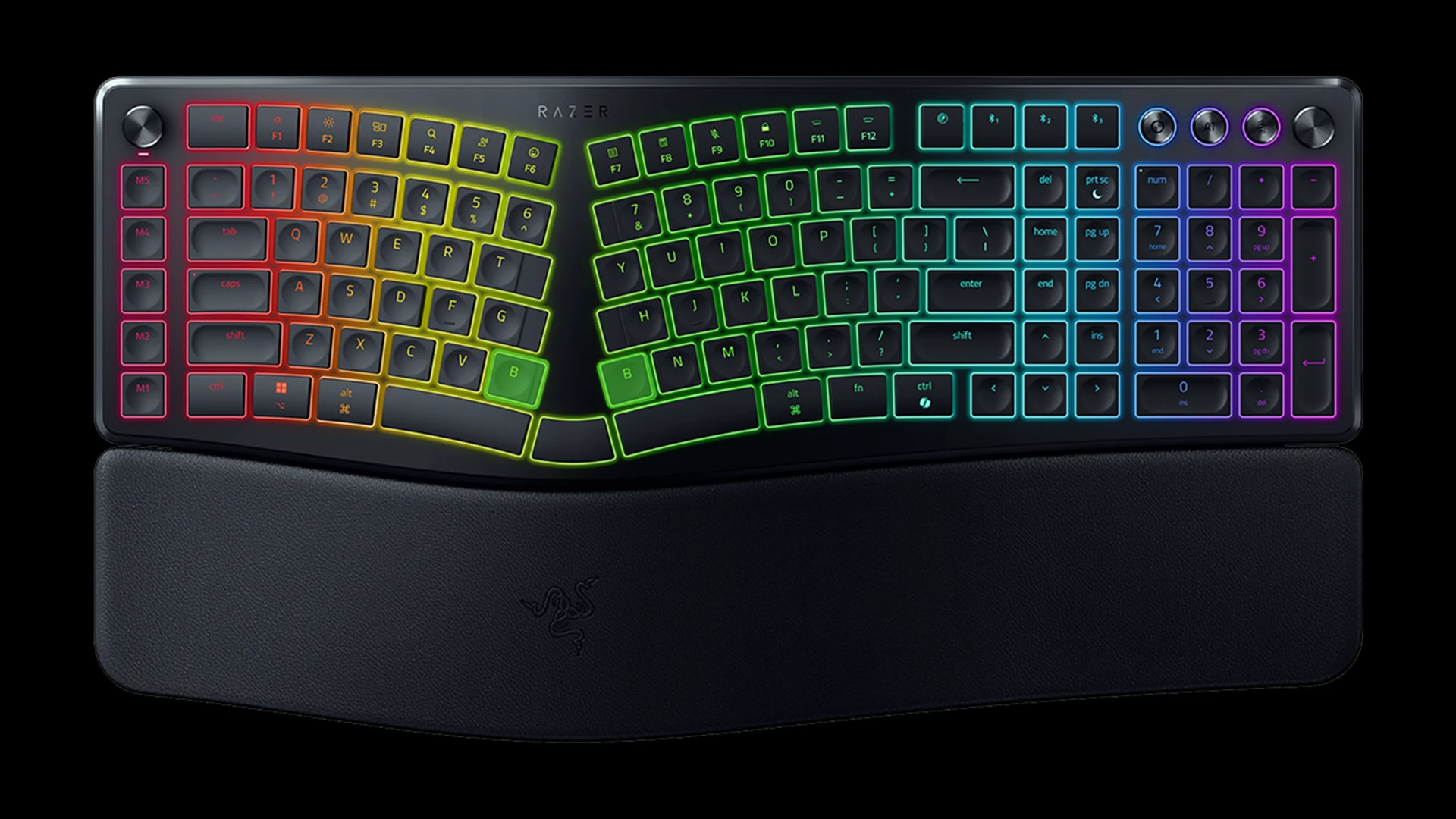 Vista superior de las teclas del Razer Pro Type Ergo
