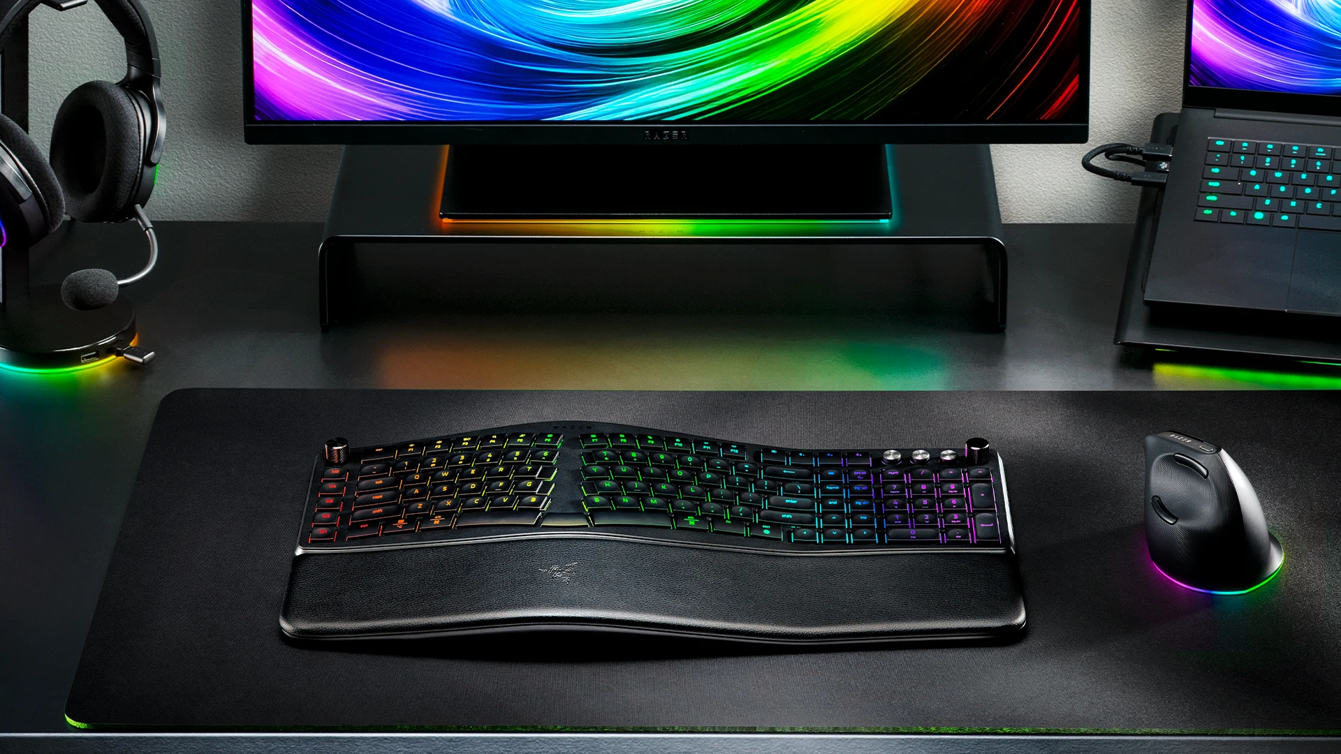 Vista de escritorio del teclado Razer Pro Type Ergo