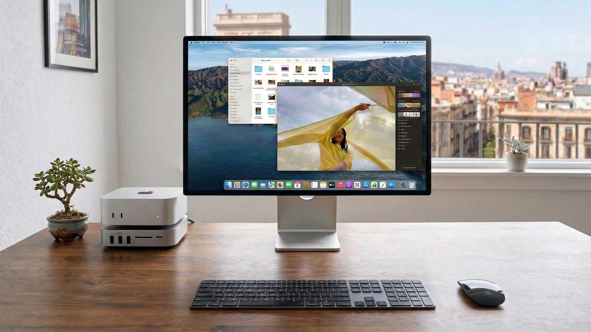 Vista de un set up de Apple y UGREEN Maxidok con Thunderbolt 5 para Mac Mini (M4 y M4 Pro)