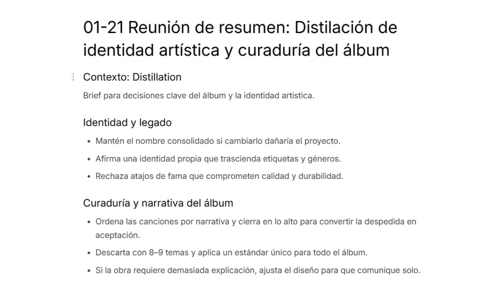 Vista de titulares de la reunión mediante el aplicativo web de Plaud
