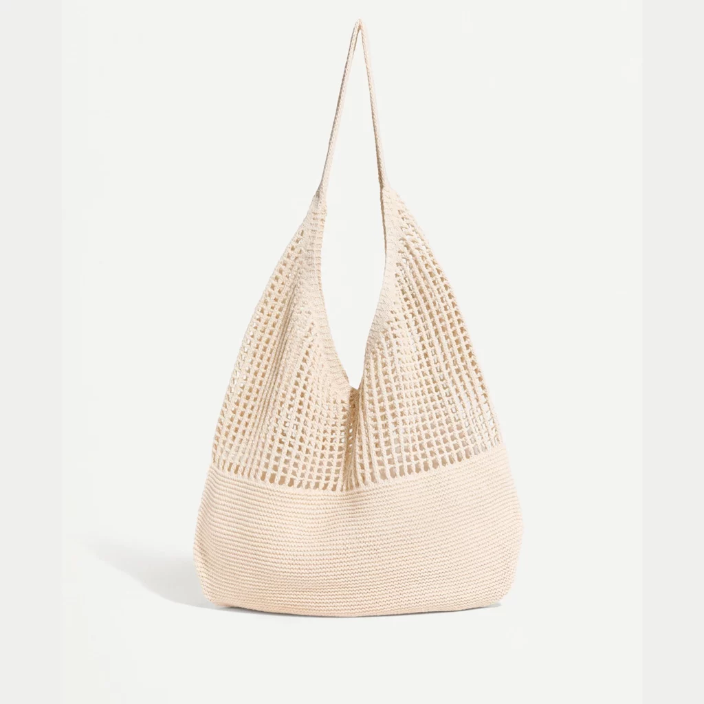 Bolso de hombro crochet crudo
