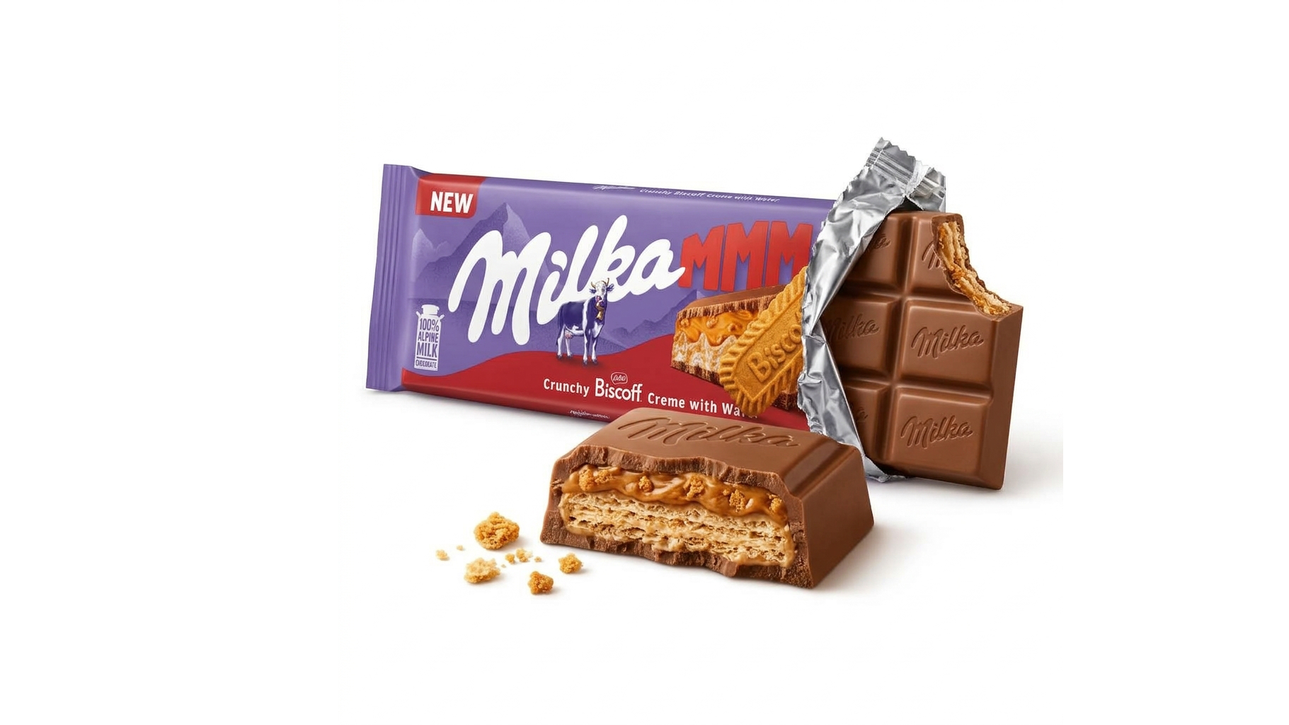 Imagen de la tableta Milka y Biscoff generada por IA.