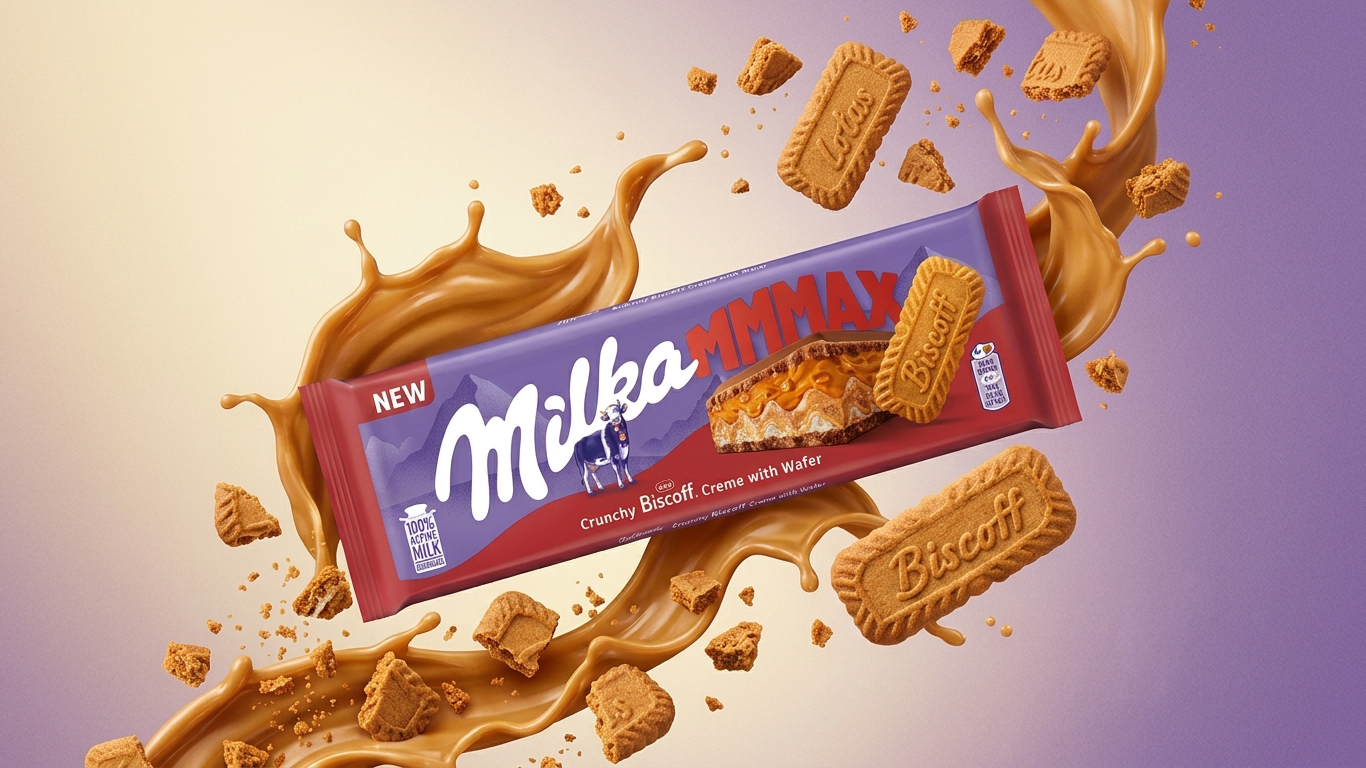 Imagen de la tableta Milka y Biscoff generada por IA con fines editoriales.